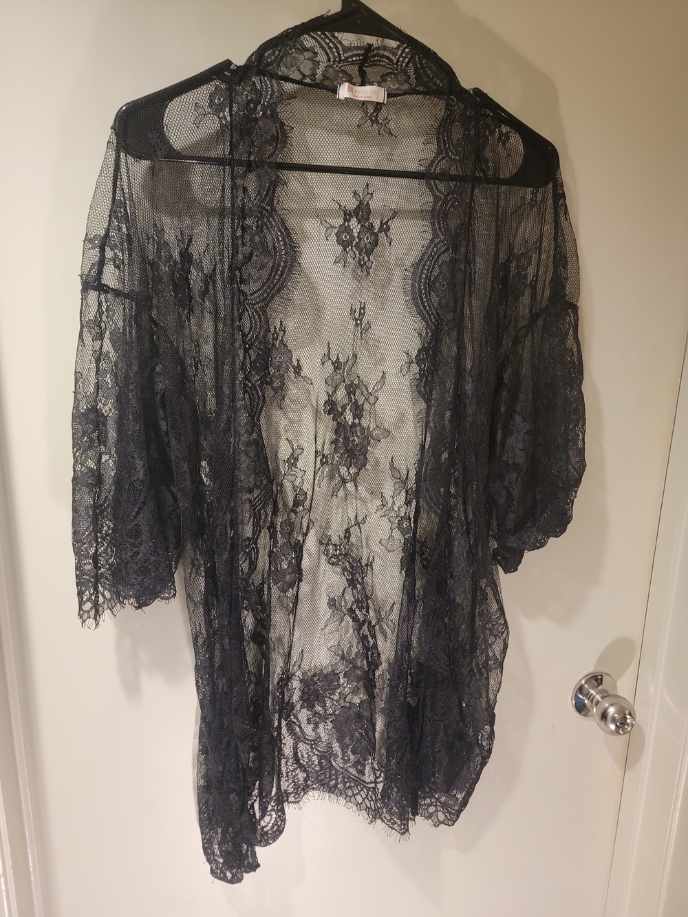Sheer Black Lace Cardigan - Elegant Open-Front Cover-Up